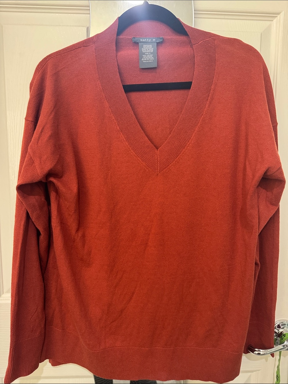 Matty M Men's Rust Orange V-Neck Sweater